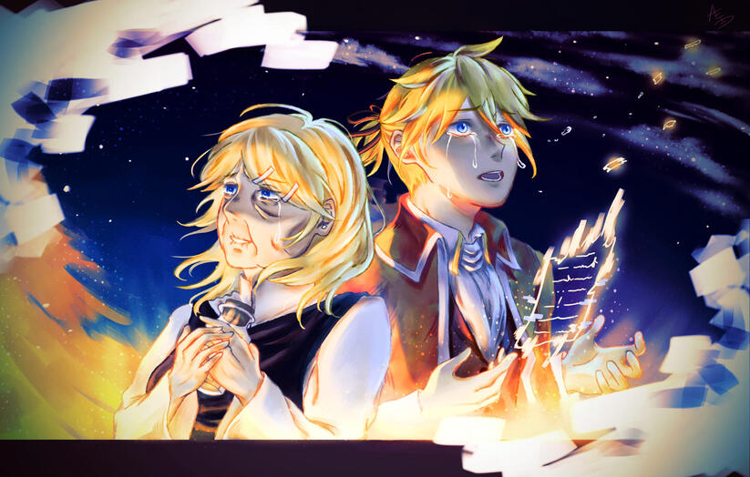 This piece was from an online artist zine I participated before, I drew my favorite characters' longing for each other-- the sister eventually grew old without ever knowing if her letter in the bottle reached her deceased brother, who died 14 years of age.